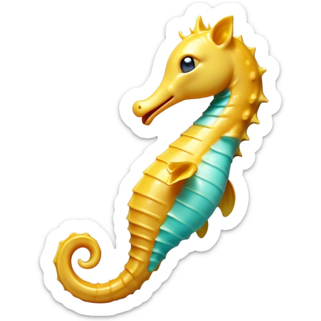 Cinematic Cute Yawning Sea Horse Portrait Emoji, Head tilted slightly with a dramatic, wide-open yawn, showcasing a slender, gracefully curved body with a softly drooping tail and sleepy, half-closed eyes, Simplified yet irresistibly adorable features, highly detailed, glowing with a soft, cozy aquatic glow, high shine, relaxed yet expressive, stylized with a dash of whimsical marine charm, soft glowing outline, capturing the essence of a drowsy yet affectionate sea horse that appears ready to stretch out for a nap! sticker