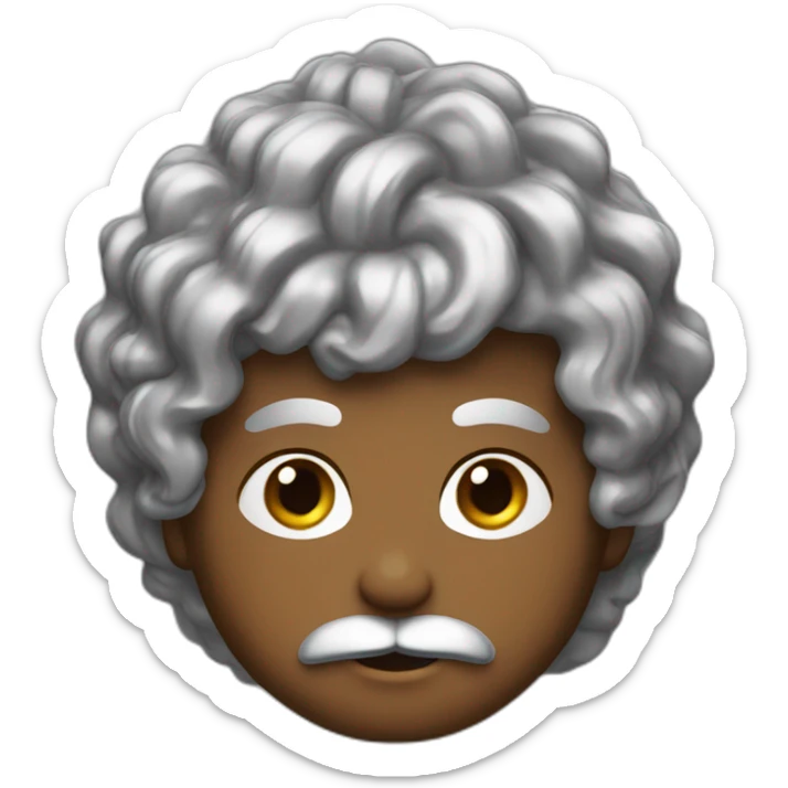 Brown skin with a fine moustache buck teeth waves a black t-shirt and a silver chain sticker