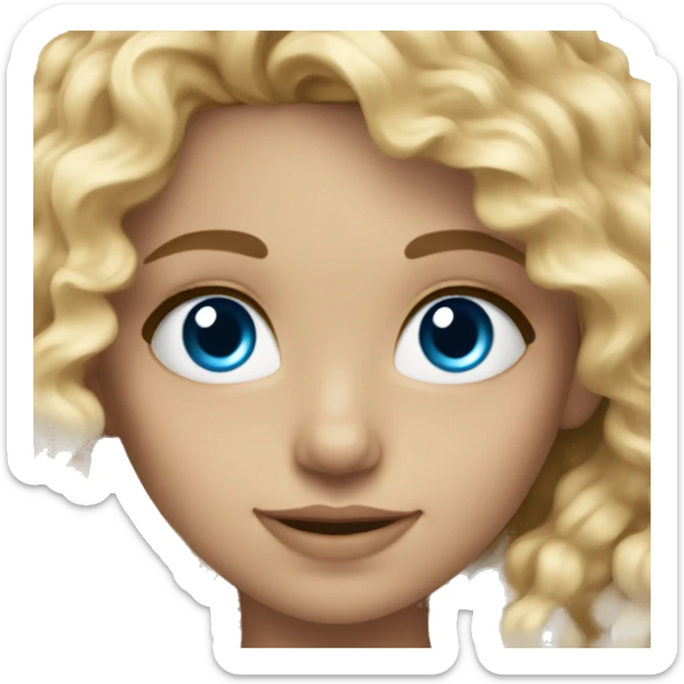 beautiful girl with long curly blonde hair and blue eyes sticker