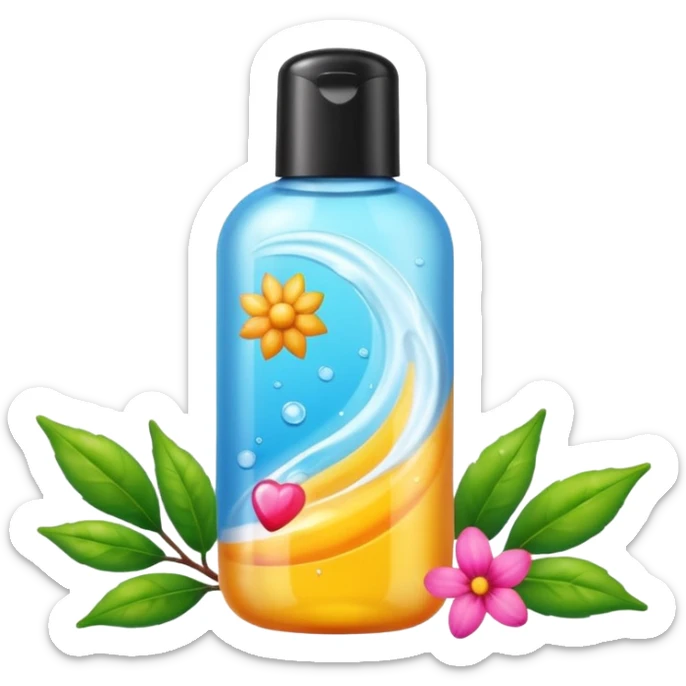, flower)

bottle of hair care product with seasonal symbols around sticker