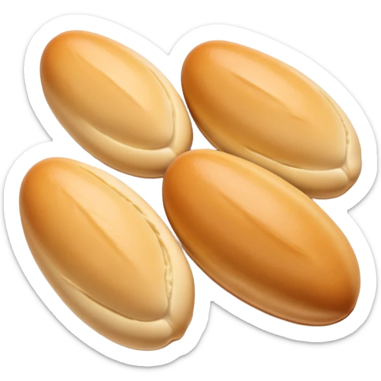four plump smooth quenelles in a neat row, pale golden-beige, no plate or extras, soft lighting, subtle shadows, emoji scale sticker