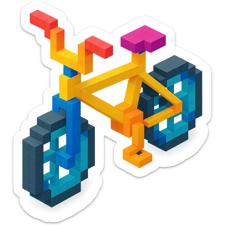 isometric view of a BMX bicycle in voxel style sticker