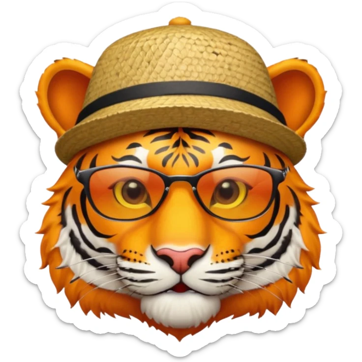 Un tigre con sombrero estilo cubano, una mesa de dj y gafas de sol sticker