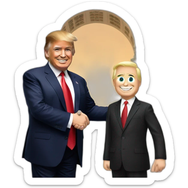 Donald Trump and Vladimir put in high fiving in front of the US capitolosin sticker