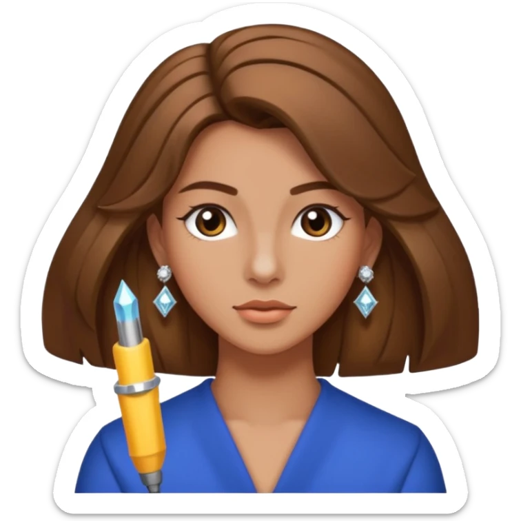 Guy with a blowout taper brown hair Italian teen earrings diamond  sticker