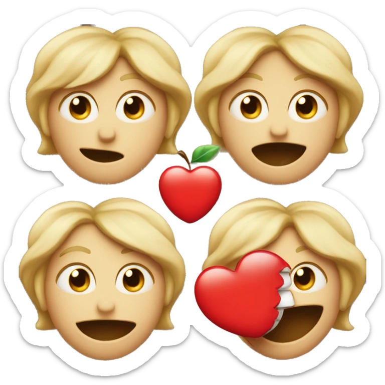 Red heart emoji combined with apple emoji with a bite taken out sticker