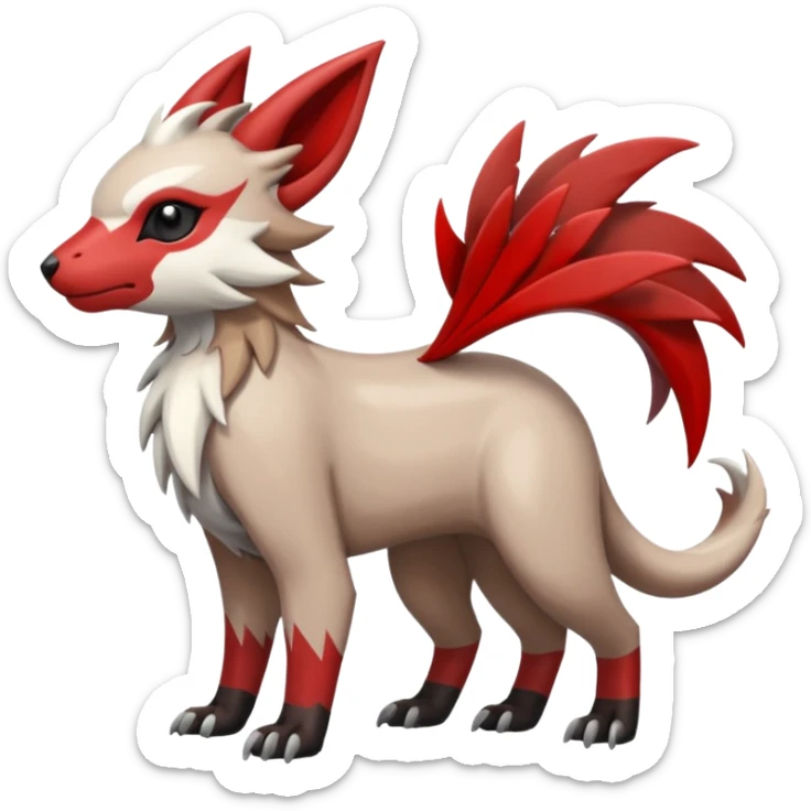 Shiny Brown Red Black Grey White Beige Linoone-Absol-Trico-Hybrid (Full body) sticker