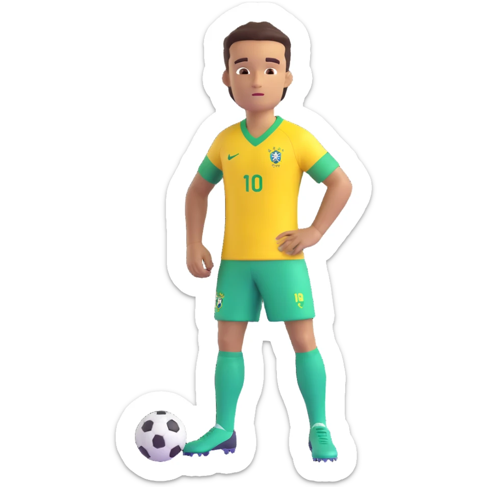 Brazil football team yellow shirt, green accents, short sleeves, no text, clean background sticker