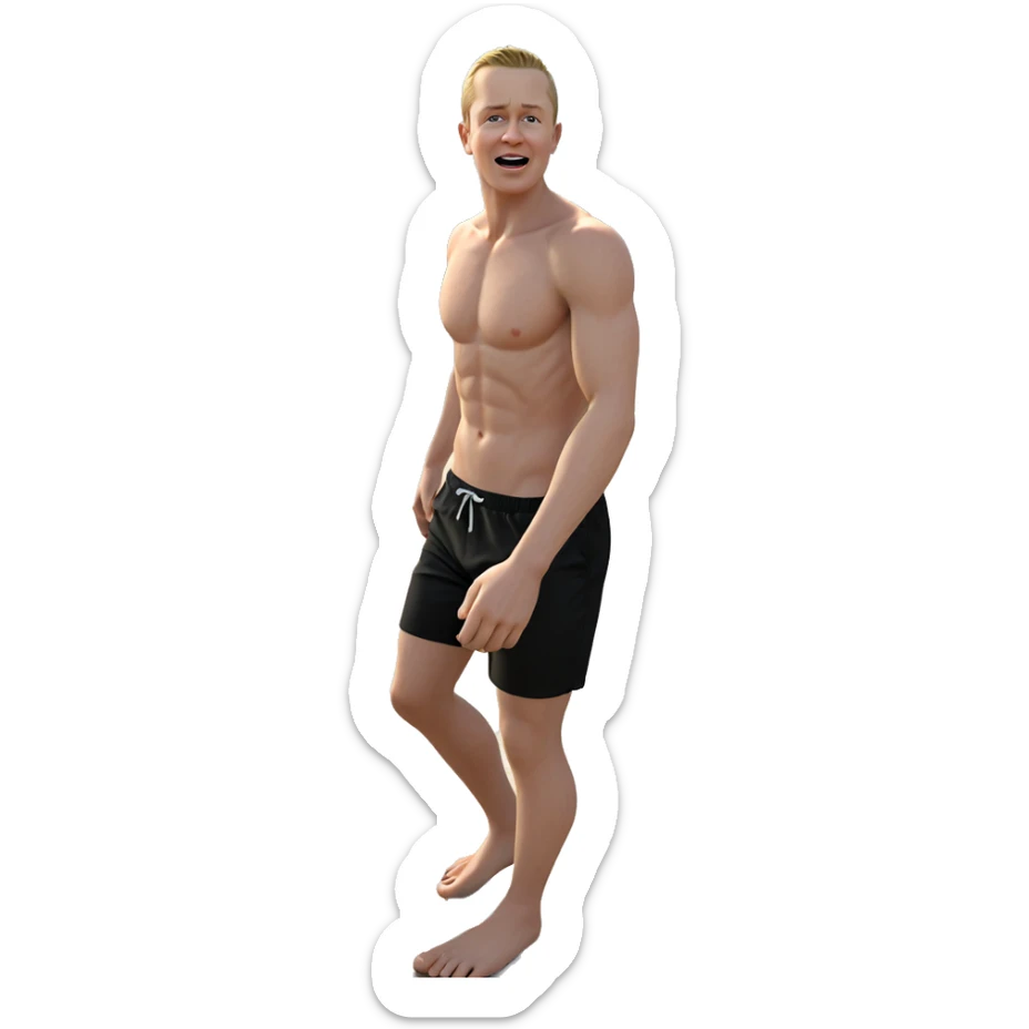 barefoot boy at the beach sticker