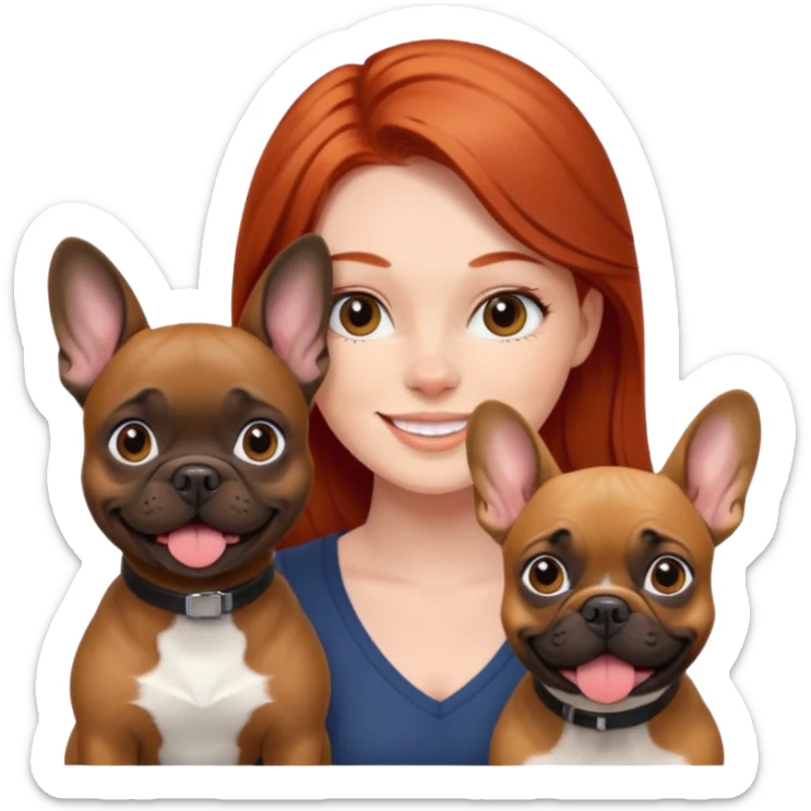 Redhead girl with french bulldog and belgian malinua sticker