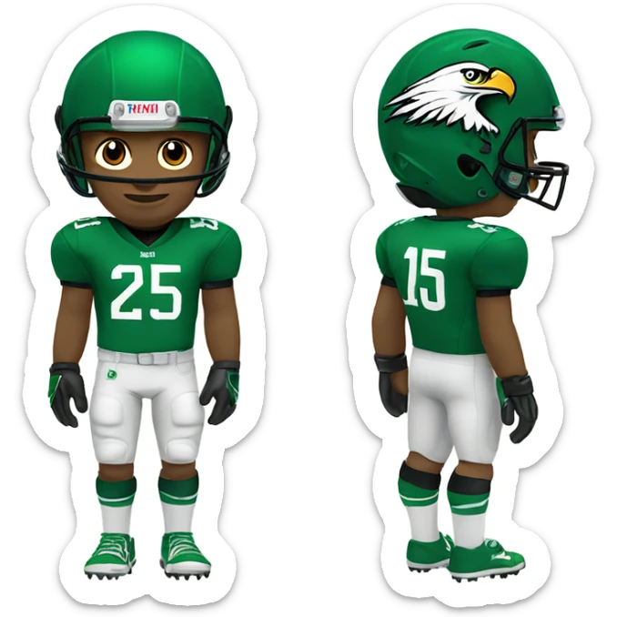 Eagle playing football in Kelly green uniform jersey number 25 sticker