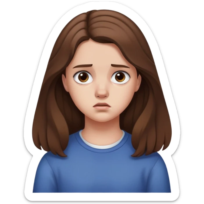 Teenage girl with long brown hair and sad expression, Hannah Baker character sticker