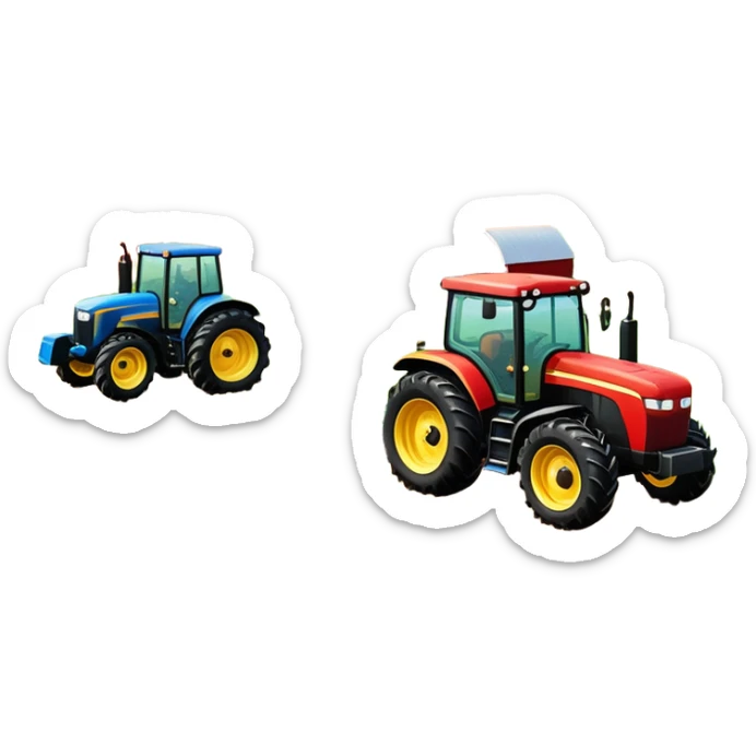 An icon showing tractors in a colorful rural landscape, inspired by Farming Simulator 22. The design features vibrant fields, barns, and crops under a bright sky, with tractors working the land. The peaceful and immersive farming environment is highlighted with a transparent background sticker