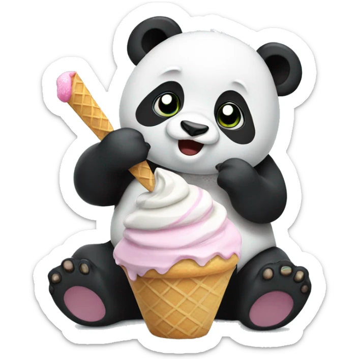 Panda eating ice cream sticker
