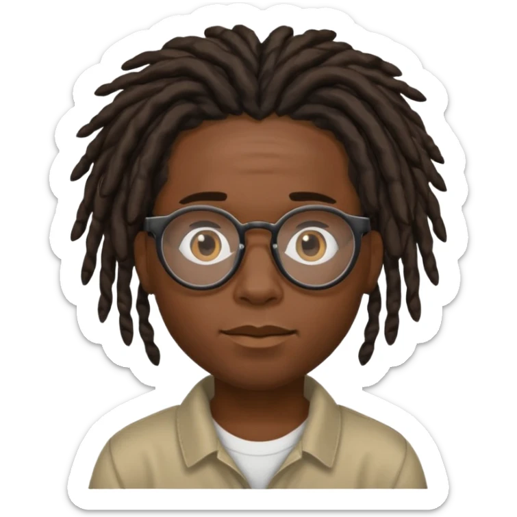 Boy with a locs hair on face put a glasses on and Black locs put locs on face too sticker