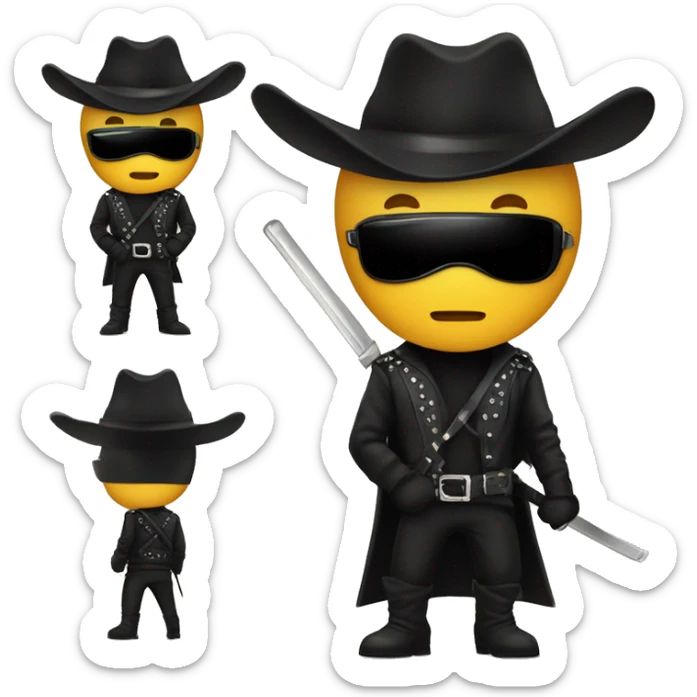 Zorro animal emoji con chaqueta de cuero estilo rockero y cabello largo  sticker