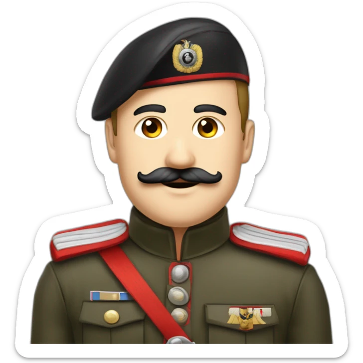 Je veux un homme en tenue militaire allemande avec un bandeau rouge sur le bras, et une moustache petite et carré au milieu du nez sticker