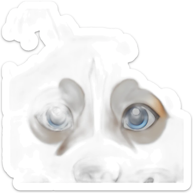 Red siberian husky with blue eye on the right and brown and blue on the left eye sticker