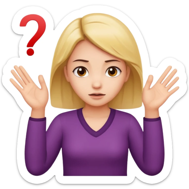 girl shrugging with 6 over one hand and 7 over the other hand sticker