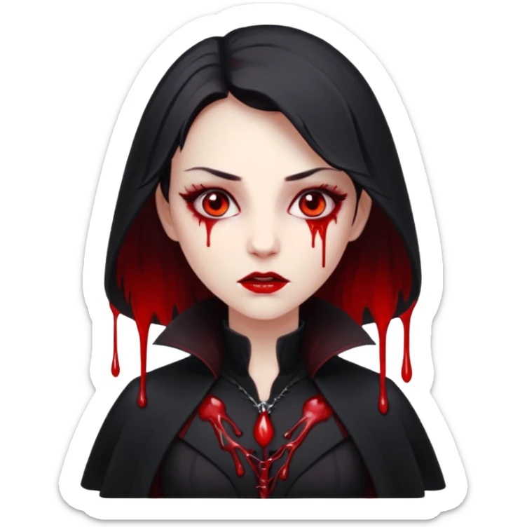 Women Vampire with black coat dress and eyes should be red with blood sticker