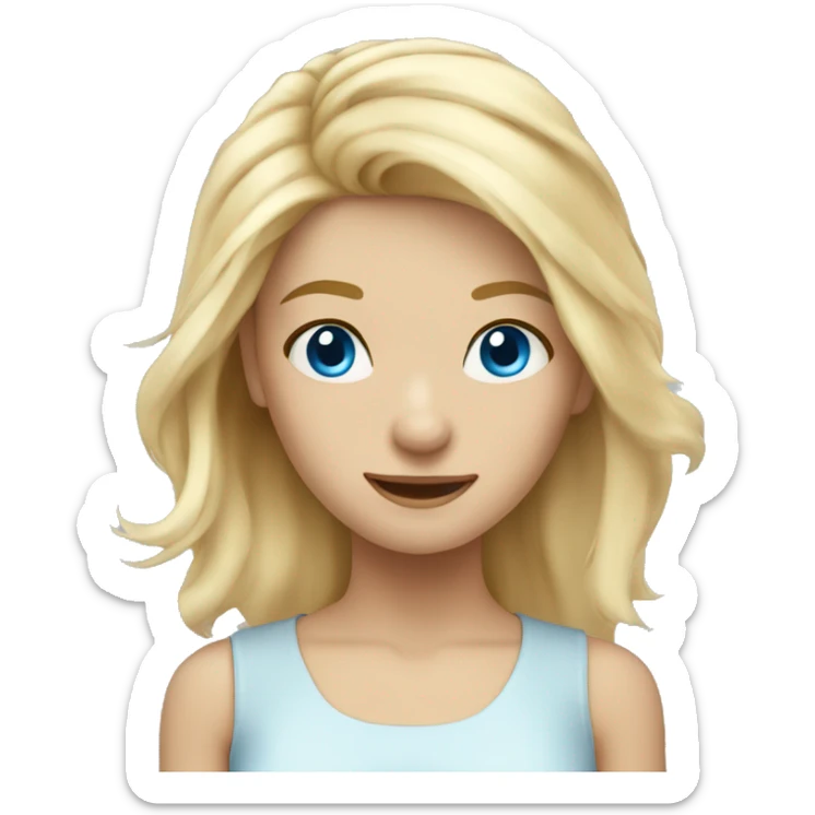 blonde hair blue eyes girl with hair in wind sticker
