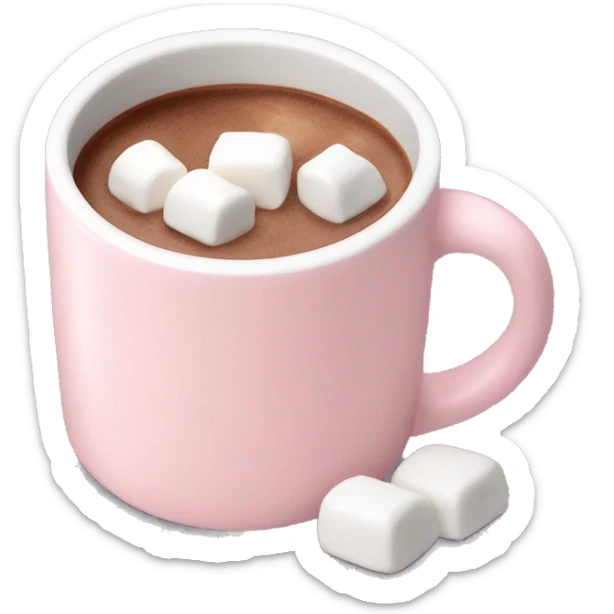 Light Pink mug of hot chocolate with marshmallows  sticker