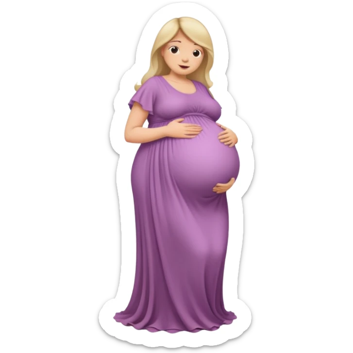 very heavily pregnant overdue woman with very large belly sticker