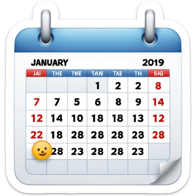 An emoji of a Calander page showing only January 30, no other dates sticker