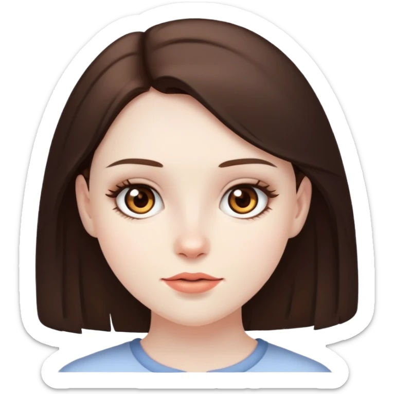 Brunette pale skin brown eyes girl sticker