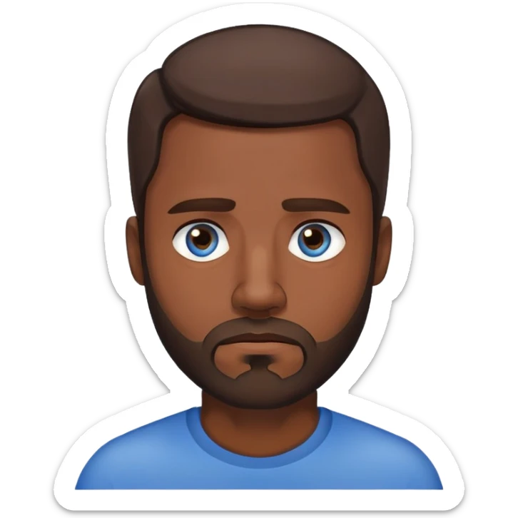 "- Nam
- 40 tuổi
- Da đen
- Tóc nâu hạt dẻ 
- Mắt xanh nước biển, có râu
- Mặt buồn
" sticker