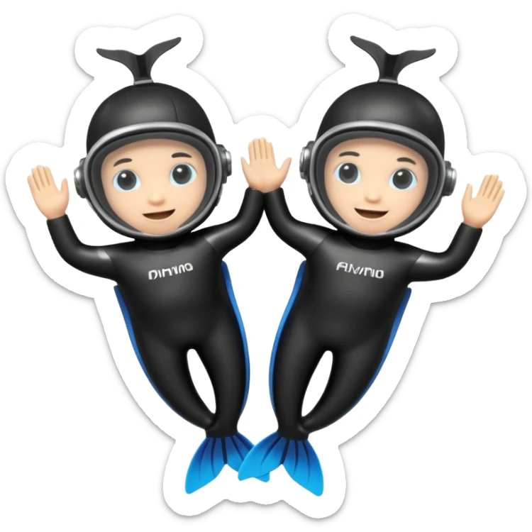A 3D cartoon pair of diving flippers on a white background, shiny rubber texture, Memoji-style rendering.only flippers. sticker