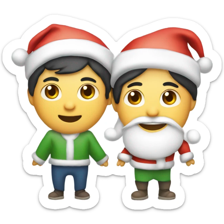 Asian couple with Santa hats holding “Merry Christmas Mofos” sign sticker