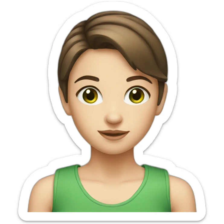 Young girl with short brown hair and green eyes sticker