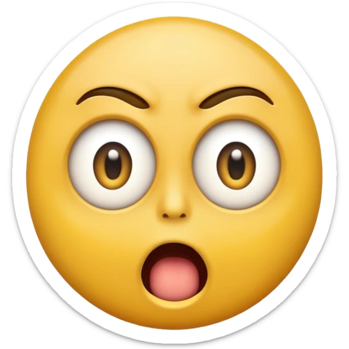 Eye twitch emoji. Standard yellow emoji face. One eye half open in a twitch way. Mouth in a shocked expression  sticker