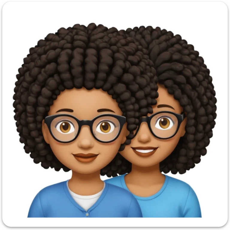 Chubby brown skin girl with glasses, brown eyes, black curly afro and a shorter skinny vrown skin girl with black dreadlocs and brown eyes sticker