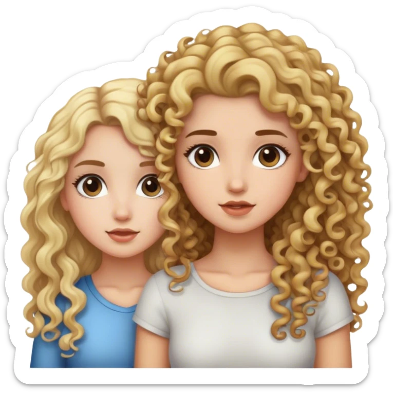 Blonde girl with curly hair with brunette girl with long hair  sticker