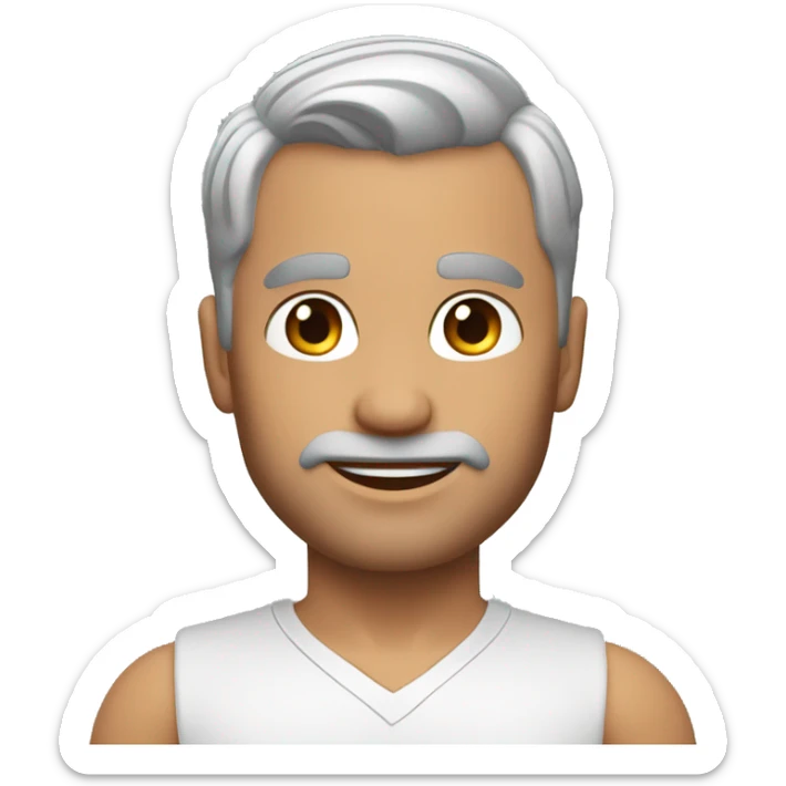 memoji of andrew huberman muscular silver hair, v neck sticker