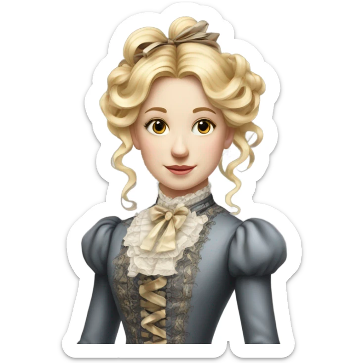 Wealthy Victorian girl with blonde hair weith ribbons very detailed and realistic sticker