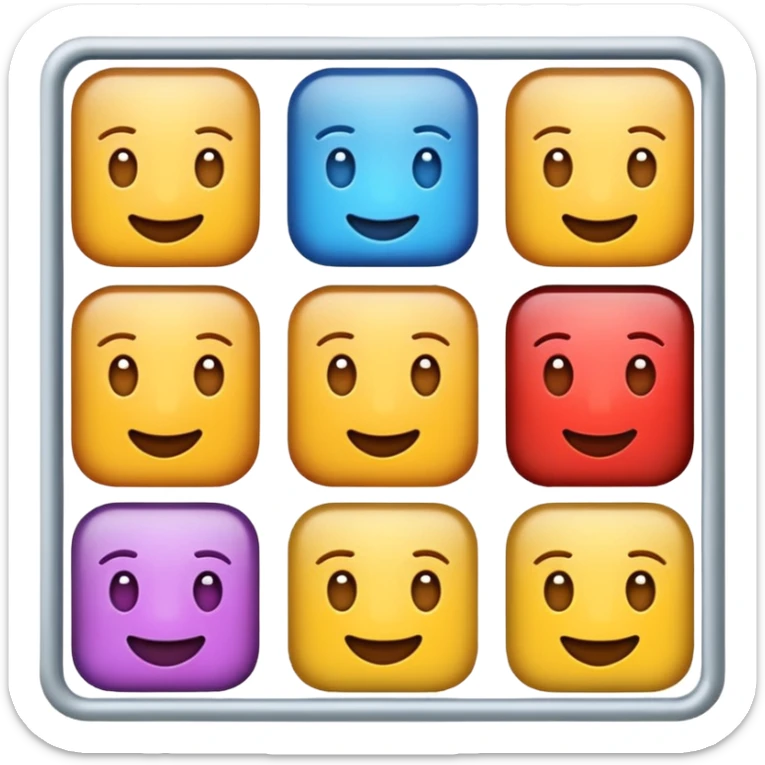 uzun bir emoji olsun böyle 8 tane emoji yan yana olsun kare kare yan yana olsu hepsi sticker