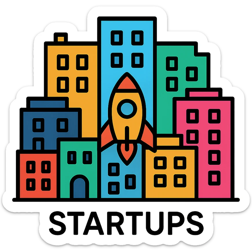 modern icon of a group of startups or companies, visually showing 8-10 entities to represent a VC portfolio sticker
