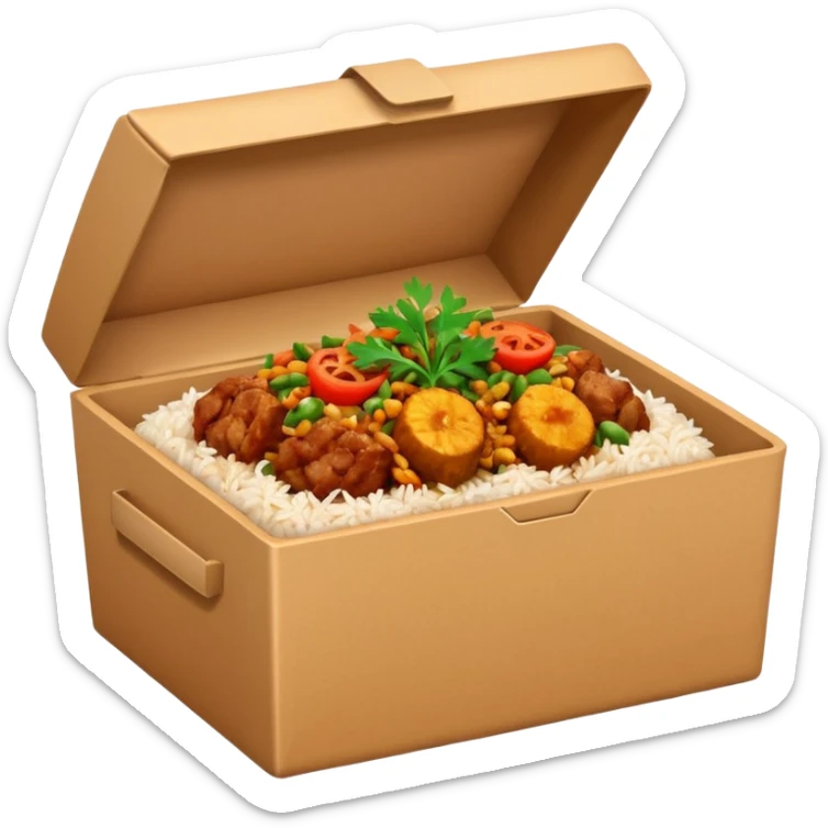 i want an emoji of biriyani in a food delivery box sticker