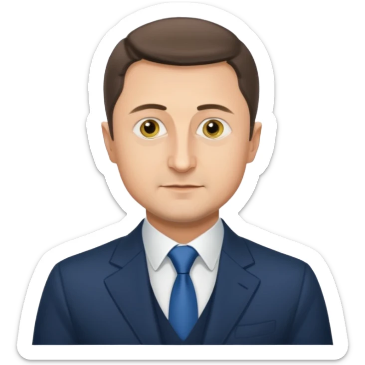Emoji of Vladimir Zelensky waist-length, arms and shoulders within frame sticker