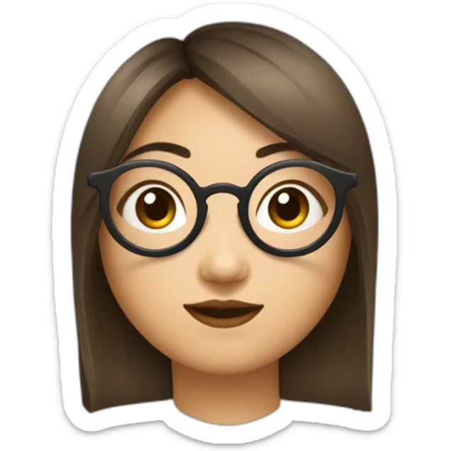 Fille asiatique avec cheveux bruns au carré et avec des lunettes rondes sticker