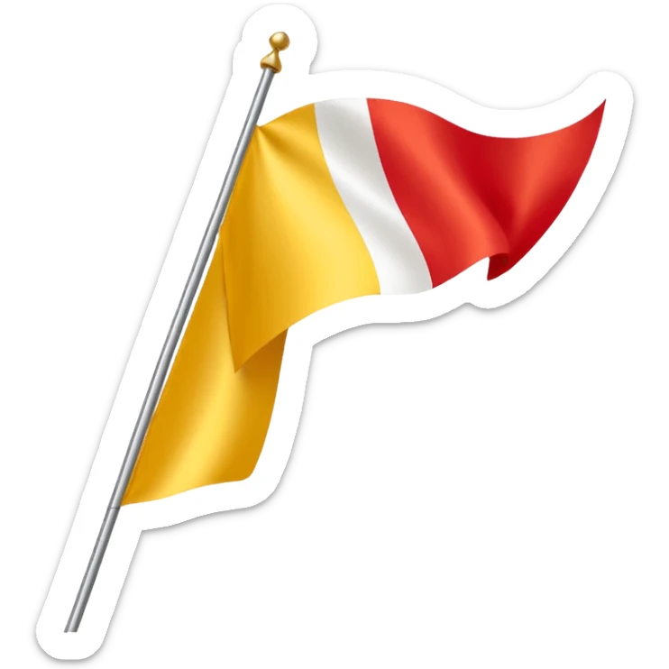 Red, white, and golden yellow tricolour flag inspired by the flag of Italy sticker