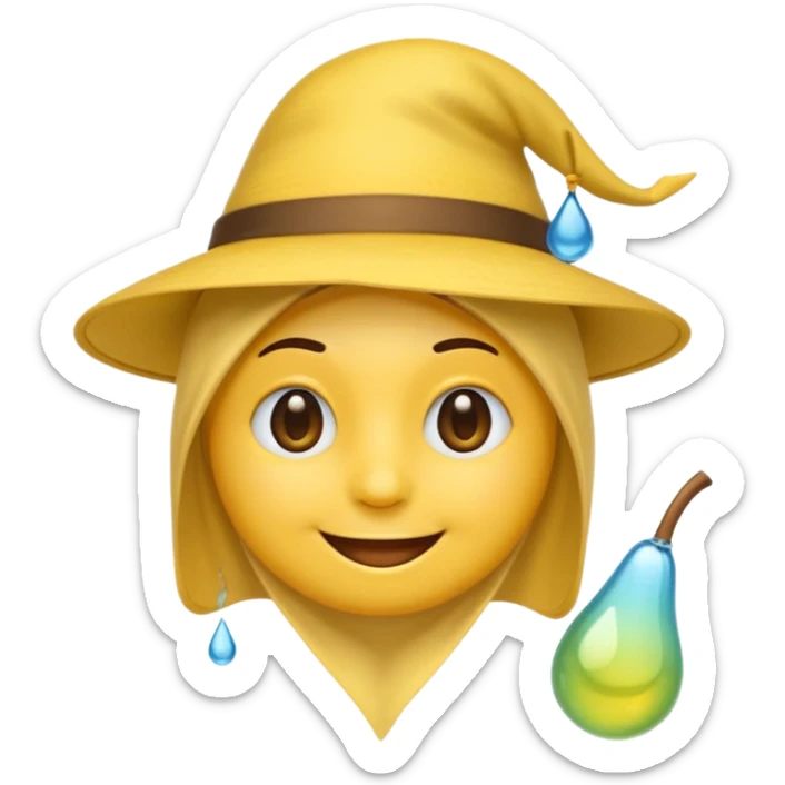 Emoji souriant avec goutte de sueur avec chapeau d"anniversaire et goutte de sueur sticker