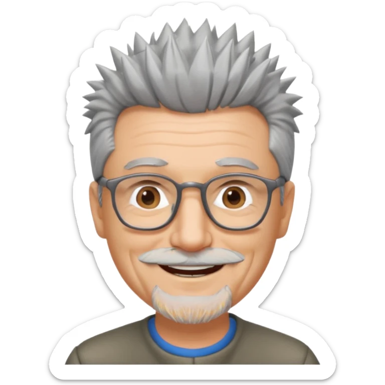 homme 60 ans cheveux gris piques petite barbe sourir sticker