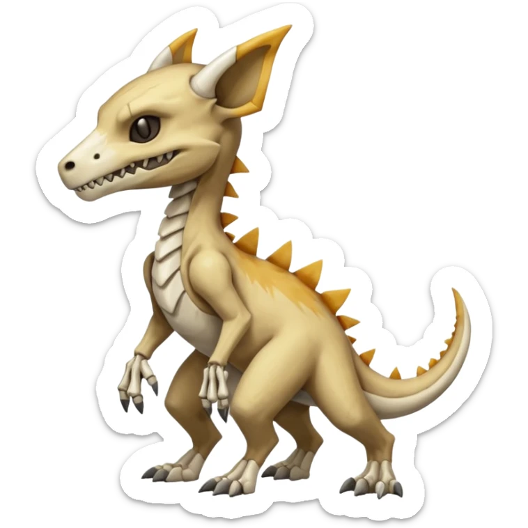 Bone-White Skeletal Ember-Veined Smoky-Cracked Cubone-Manectric-Marowak-hybrid-creature (full body) sticker