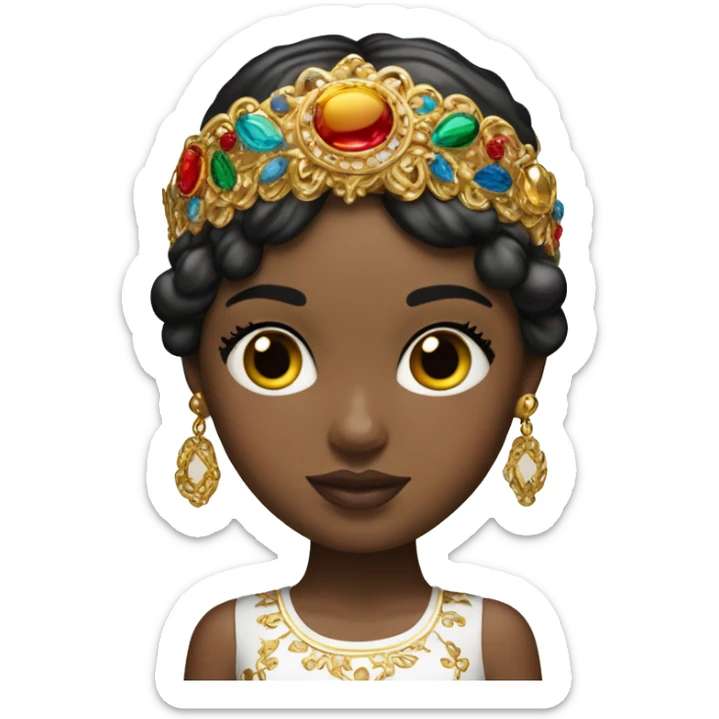 Dolce and Gabbana white girl with dark hair and headband with colourful ornament and golden detais  sticker