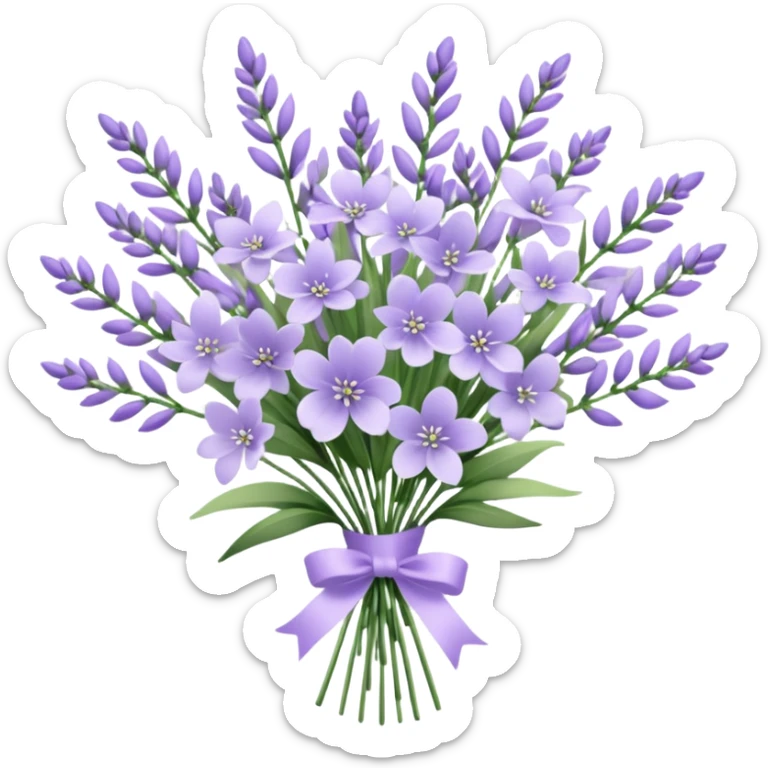 A delicate hand-tied lavender bouquet, featuring wisps of pale lila sticker