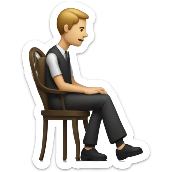 Un homme est assis sur une chaise. Une femme s'assied sur lui. Elle l'embrasse sticker